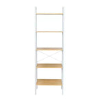Étagère à 5 niveaux Honey-Can-Do : Étagère échelle blanche, cadre en acier, hauteur de 172 cm, capacité de 22,7 kg, finition plaquée