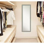 Miroir de porte élégant encadré brossé étain 17" x 51" - Amanti Art : Cadre en polystyrène, quincaillerie de montage incluse