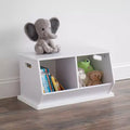 Wood Toy Storage Cubby and Kids' Bookcase White - Humble Crew: MDF Frame, Open Bin Shelf, Kids Toy Organizer