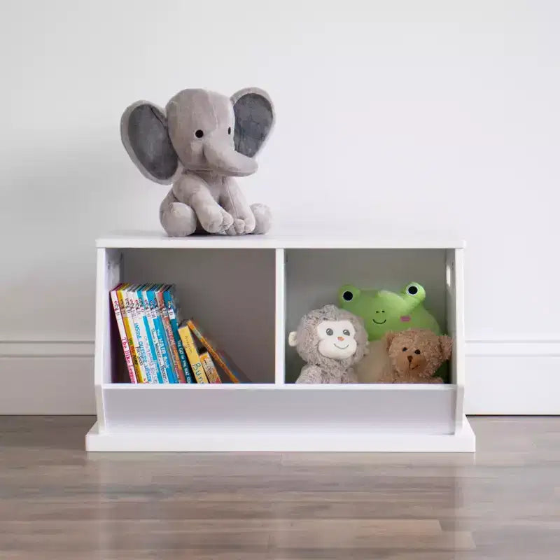 Coffre de rangement pour jouets en bois et bibliothèque pour enfants blanc - Humble Crew : Cadre en MDF, étagère à bac ouvert, organisateur de jouets pour enfants