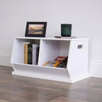 Coffre de rangement pour jouets en bois et bibliothèque pour enfants blanc - Humble Crew : Cadre en MDF, étagère à bac ouvert, organisateur de jouets pour enfants