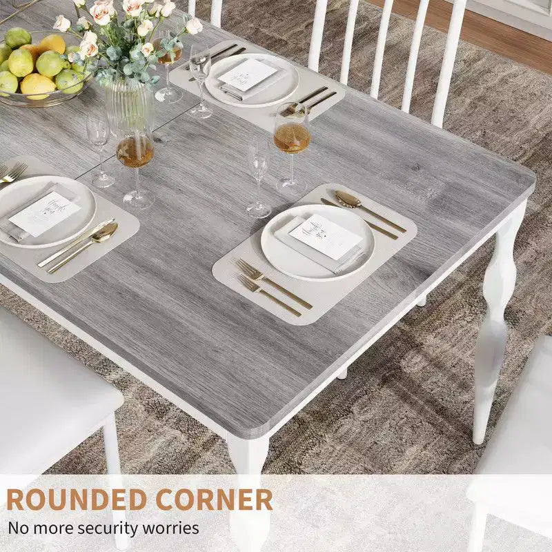 Table de salle à manger rectangulaire pour 6 personnes, table de cuisine rustique de 180 cm avec grand plateau