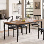 Table de salle à manger rectangulaire pour 6 personnes, table de cuisine rustique de 180 cm avec grand plateau