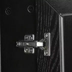 PexFix Grand buffet en chêne de 157,5 cm de long x 91,4 cm de haut avec 4 portes en verre, 2 étagères réglables pour cuisine, salon/salle à manger, chambre, entrée, noir