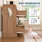 Commode à 6 tiroirs pour chambre à coucher, commode en rotin de 120 cm de large avec poignées en métal, organisateur de rangement en bois, meuble TV de couloir