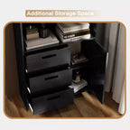 Étagère à 6 niveaux Acekool avec porte et 3 tiroirs, bibliothèque haute de 180 cm, 3 étagères ouvertes, armoire de rangement, pour bureau à domicile ou chambre à coucher