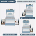 Cadre de lit double/double XL COZONY avec tiroirs de rangement