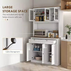 Okak 71in – Meuble de rangement moderne pour garde-manger, armoire haute sur pied avec huche, 2 tiroirs et 5 portes, meuble de rangement pour cuisine, blanc