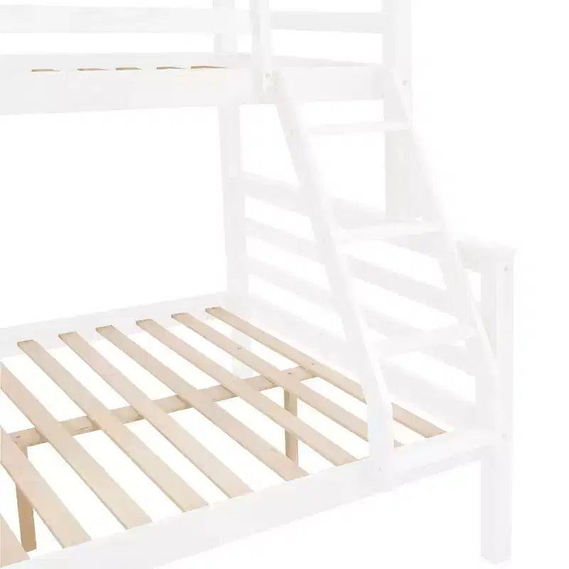 Lit superposé MAYEERTY deux places avec échelle, cadre en bois avec barrière de sécurité haute pour enfants, pas besoin de sommier.