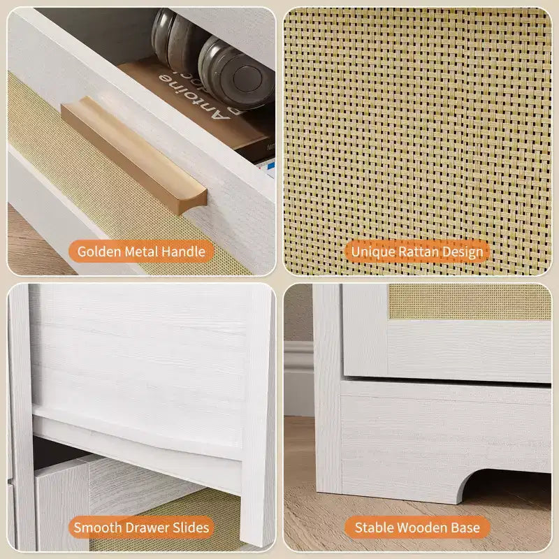 Commode à 12 tiroirs pour chambre, commode moderne en rotin, meuble de rangement en bois avec tiroirs et poignées, pour chambre d'enfant, entrée, salon