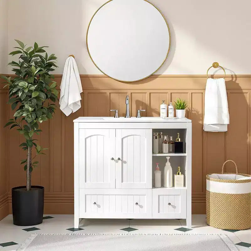 Meuble-lavabo Karl Home blanc sans plateau ni lavabo
