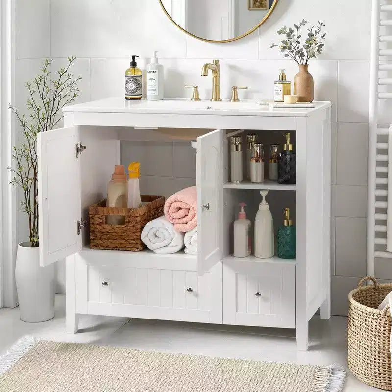 Meuble-lavabo Karl Home blanc sans plateau ni lavabo
