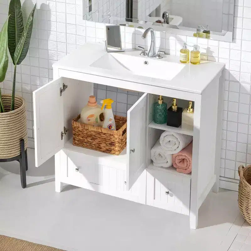 Meuble-lavabo Karl Home blanc sans plateau ni lavabo
