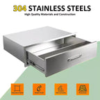 Tiroirs de cuisine extérieure, Commode, Tiroir de barbecue en acier inoxydable, Tiroir encastrable pour îlots de cuisine extérieure et barbecue, Entièrement assemblé