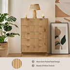 Commode 5 tiroirs pour chambre à coucher, commode en bois à panneaux cannelés Rangement et organisation pour salon, placard, couloir