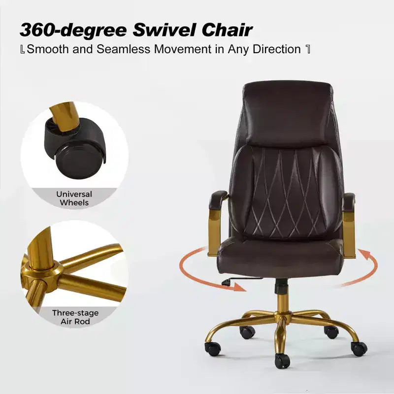 Chaise de bureau ergonomique pivotante à 360 degrés Norbert Mid-century avec support lombaire | HULALA HOME