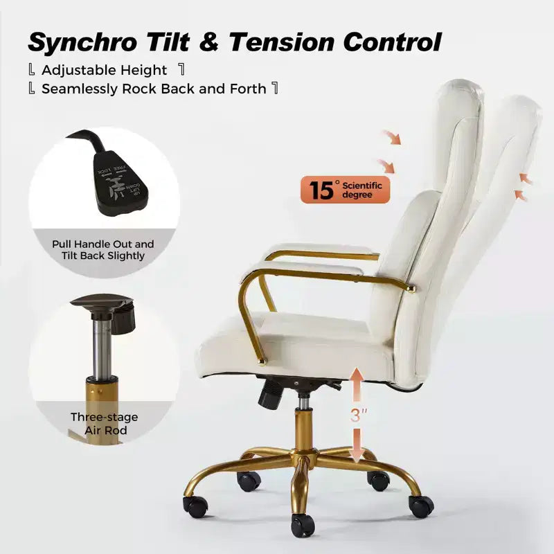 Chaise de bureau ergonomique pivotante à 360 degrés Norbert Mid-century avec support lombaire | HULALA HOME