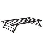 Cadre de lit gigogne double avec roulettes verrouillables, plateforme métallique pliable