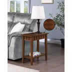 HomeStock Belmont End Table with Shelf Diamond Shaped Top Modern Two-Tier Storage Accent Table Rubberwood Tapered Legs for Home Office