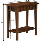 Table d'appoint avec étagère Belmont HomeStock, plateau en forme de losange, table d'appoint de rangement moderne à deux niveaux, pieds fuselés en bois d'hévéa pour bureau à domicile
