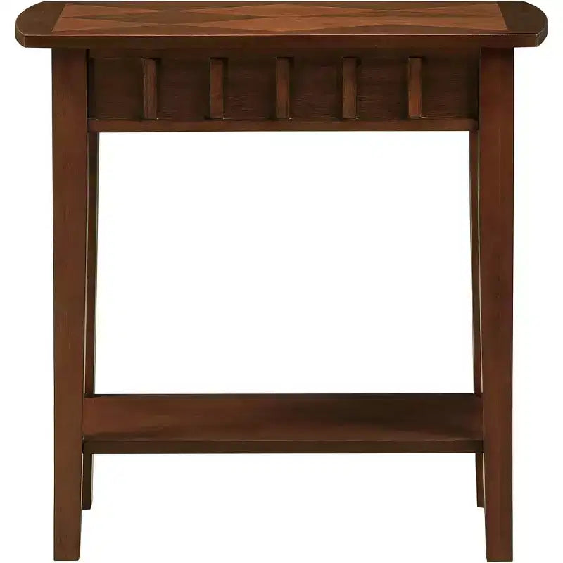 Table d'appoint avec étagère Belmont HomeStock, plateau en forme de losange, table d'appoint de rangement moderne à deux niveaux, pieds fuselés en bois d'hévéa pour bureau à domicile