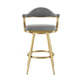 HomeRoots 26 Gray and Gold Fabric and Stainless Steel Counter Height Swivel Bar Chair