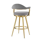 HomeRoots Chaise de bar pivotante à hauteur de comptoir en tissu gris et or et acier inoxydable 26