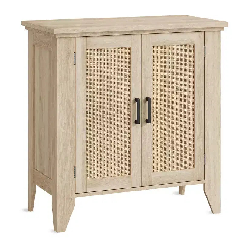 Buffet en rotin, petit meuble de rangement avec portes et étagères, console d'appoint en bois pour salon, salle à manger, cuisine