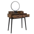 Ensemble de coiffeuse quatre tiroirs en mélamine stratifiée avec pieds en bois massif et plateau en panneau de densité Fire Cloud