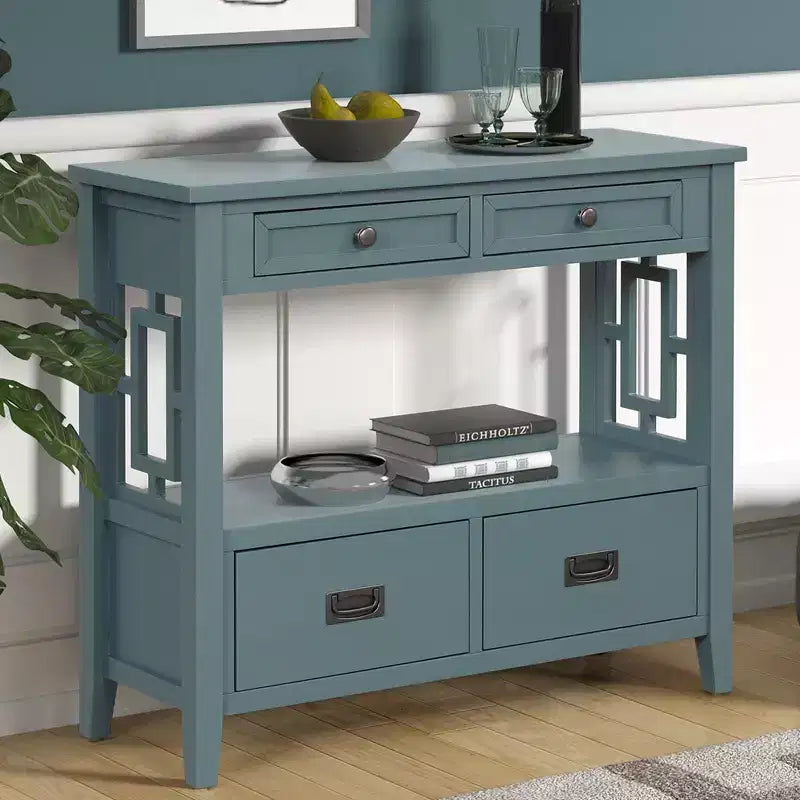 Okak Meuble d'appoint 36 po, Buffet avec 4 tiroirs et 1 étagère ouverte, Armoire de rangement pour salon, salle à manger, cuisine