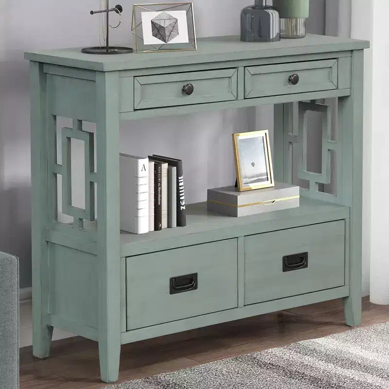 Okak Meuble d'appoint 36 po, Buffet avec 4 tiroirs et 1 étagère ouverte, Armoire de rangement pour salon, salle à manger, cuisine