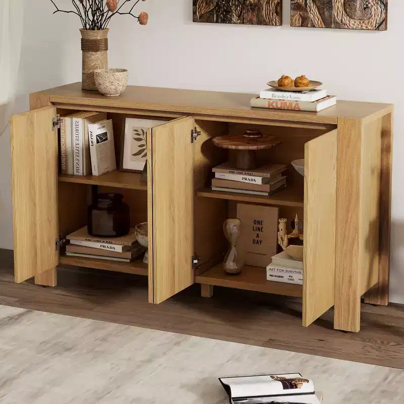 Meuble buffet rétro Okak, armoire d'appoint avec 4 portes et 4 étagères, meuble de rangement pour salon, entrée, couloir, bureau