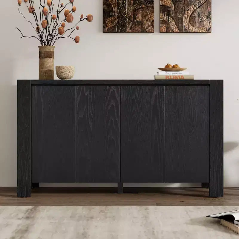 Meuble buffet rétro Okak, armoire d'appoint avec 4 portes et 4 étagères, meuble de rangement pour salon, entrée, couloir, bureau