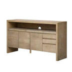 Meuble de rangement Okak de 60 pouces, buffet avec 3 portes et 3 tiroirs, meuble de rangement pour salon, salle à manger, cuisine