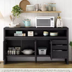 Meuble de rangement Okak de 60 pouces, buffet avec 3 portes et 3 tiroirs, meuble de rangement pour salon, salle à manger, cuisine
