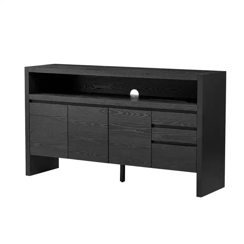 Meuble de rangement Okak de 60 pouces, buffet avec 3 portes et 3 tiroirs, meuble de rangement pour salon, salle à manger, cuisine