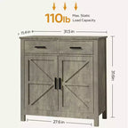 Meuble de buffet Okak Farmhouse, buffet avec 2 portes et 2 tiroirs, meuble de rangement pour salon, salle à manger, cuisine