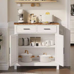 Meuble de buffet Okak Farmhouse, buffet avec 2 portes et 2 tiroirs, meuble de rangement pour salon, salle à manger, cuisine