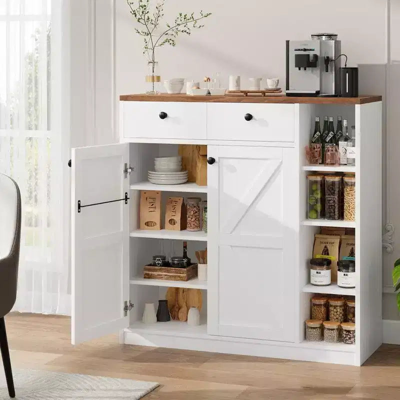Coolmee Meuble à chaussures avec portes et tiroirs, rangement à chaussures de 106,7 cm de haut avec 3 étagères réglables et base stable, étagère à chaussures 4 niveaux