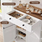 Coolmee Meuble à chaussures avec portes et tiroirs, rangement à chaussures de 106,7 cm de haut avec 3 étagères réglables et base stable, étagère à chaussures 4 niveaux