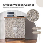 Captiva Designs Meuble buffet floral sculpté en argent antique avec portes pour salon, entrée