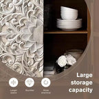 Captiva Designs Meuble buffet floral sculpté en argent antique avec portes pour salon, entrée