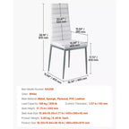 VEVOR Lot de 4 chaises d'appoint modernes pour salle à manger, chaise latérale rembourrée en cuir pour tables à manger, chaise de table avec coussins épais et pieds en métal, blanc