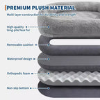 Lit pour humain et animaux de compagnie 67x43x8, aucun assemblage requis, fausse fourrure moelleuse lavable, lit orthopédique pour chien avec oreiller moelleux, poche latérale