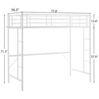 Lit mezzanine complet Karl Home avec escalier, lit superposé individuel en métal avec barrières de sécurité et 2 échelles latérales, pas besoin de sommier tapissier