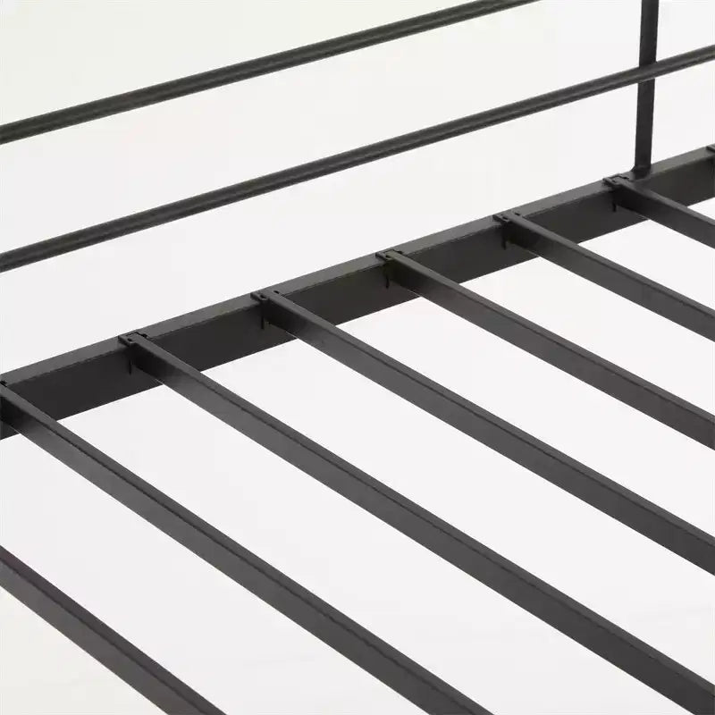 Lit mezzanine complet Karl Home avec escalier, lit superposé individuel en métal avec barrières de sécurité et 2 échelles latérales, pas besoin de sommier tapissier
