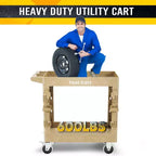 Chariot de service en plastique robuste SILVEL, 2 étagères, capacité de 272 kg, avec roues pivotantes à 360 degrés, pour garage, entrepôt, atelier