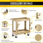 Chariot de service en plastique robuste SILVEL, 2 étagères, capacité de 272 kg, avec roues pivotantes à 360 degrés, pour garage, entrepôt, atelier