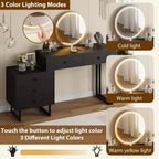 COZONY Coiffeuse avec miroir et lumières, Petite table de maquillage avec tiroirs, Coiffeuse moderne avec 3 couleurs de luminosité réglable pour chambre à coucher