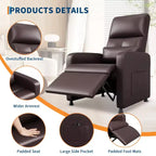 Fauteuil Inclinable Électrique, Fauteuil Relaxation Électrique Réglable Ergonomique en Cuir PU Sur-rembourré, Dossier Haut, Siège Rembourré, Siège de Cinéma Maison